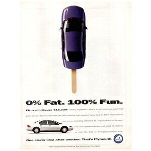 1996 Plymouth Breeze Sedan on a Popsicle Stick Vintage Print Ad Wall Art 90s